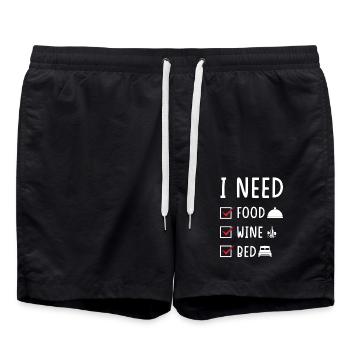 Lit de vin de nourriture - Short de bain - noir - Devant - AI Model Male 185 light (185cm)