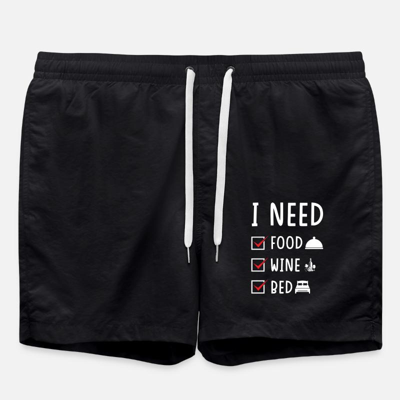 Essen Wein Bett - Badeshorts - Schwarz