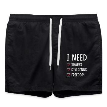 Aktien Dividenden Freiheit - Badeshorts - Schwarz - Vorne - AI Model Male 185 light (185cm)