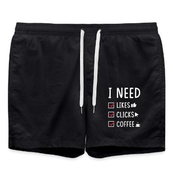 Social Media Likes Klicks Kaffee - Badeshorts - Schwarz - Vorne - AI Model Male 185 light (185cm)