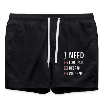 Football Beer Chips - Swim Trunks - black - Front - AI Model Male 185 light (185cm)