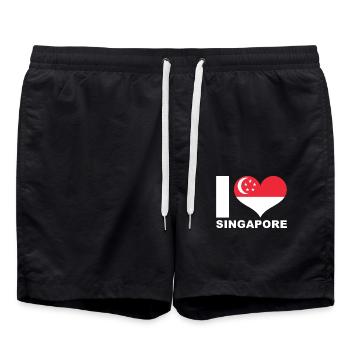 J’adore Singapour drapeau du cœur Singapour - Short de bain - noir - Devant - AI Model Male 185 light (185cm)