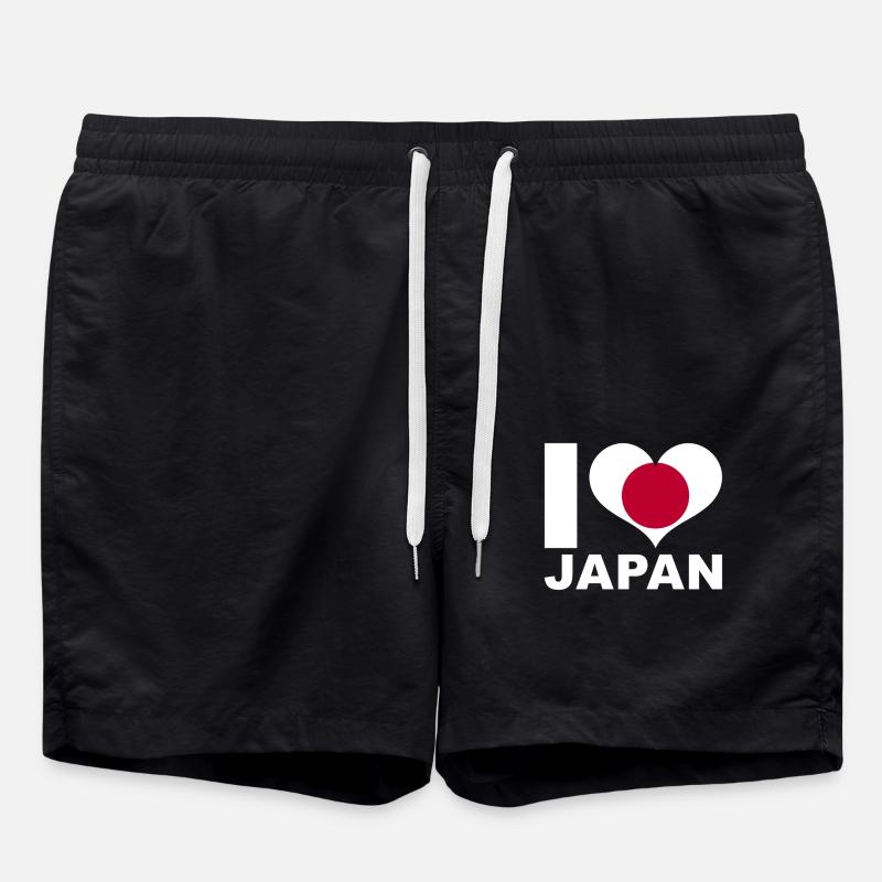 I love Japan heart flag Japan - Swim Trunks - black