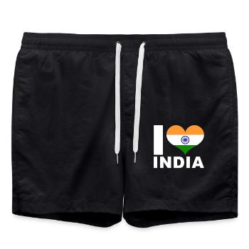 J’aime l’Inde drapeau du cœur Inde - Short de bain - noir - Devant - AI Model Male 185 light (185cm)