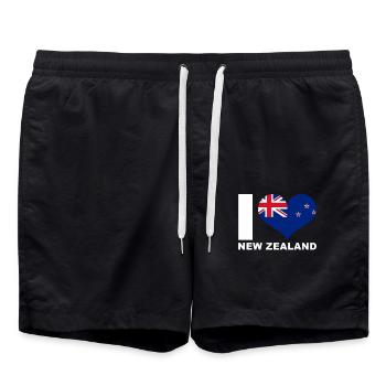 Ich liebe Neuseeland Herz Flagge Neuseeland - Badeshorts - Schwarz - Vorne - AI Model Male 185 light (185cm)