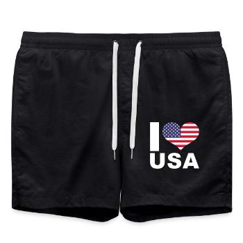 I love Usa heart flag Usa - Swim Trunks - black - Front - AI Model Male 185 light (185cm)