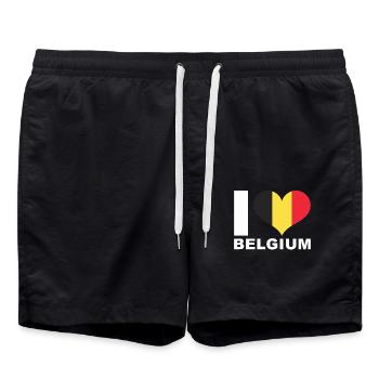 J’aime la Belgique drapeau du cœur Belgique - Short de bain - noir - Devant - AI Model Male 185 light (185cm)