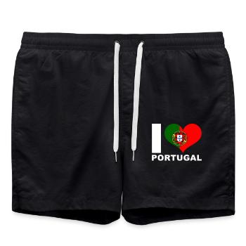 I love Portugal heart flag Portugal - Swim Trunks - black - Front - AI Model Male 185 light (185cm)