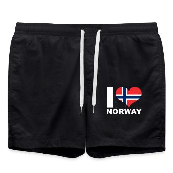I love Norway heart flag Norway - Swim Trunks - black - Front - AI Model Male 185 light (185cm)