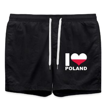 Ich liebe Polen Herz Flagge Polen - Badeshorts - Schwarz - Vorne - AI Model Male 185 light (185cm)