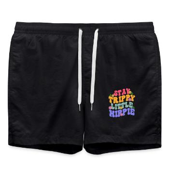 Stay Trippy Little Hippie Floral-themed Colorful - Swim Trunks - black - Front - AI Model Male 185 light (185cm)