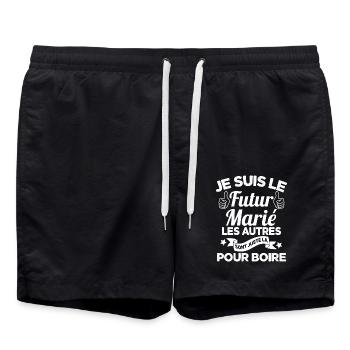 Cadeau de célibataire pour un futur marié - Short de bain - noir - Devant - AI Model Male 185 light (185cm)