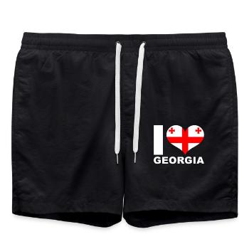 J’aime le drapeau du cœur de la Géorgie - Short de bain - noir - Devant - AI Model Male 185 light (185cm)