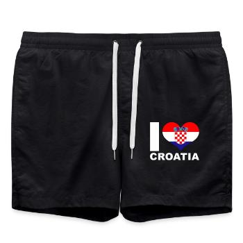J’aime croatie drapeau de cœur Croatie - Short de bain - noir - Devant - AI Model Male 185 light (185cm)