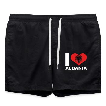 J’aime l’Albanie drapeau du cœur Albanie - Short de bain - noir - Devant - AI Model Male 185 light (185cm)