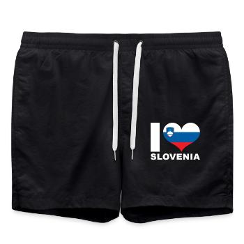 I love Slovenia heart flag Slovenia - Swim Trunks - black - Front - AI Model Male 185 light (185cm)
