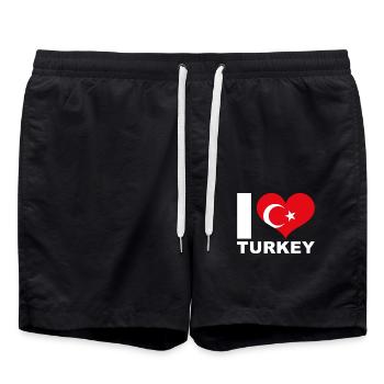 J’aime la Turquie drapeau du cœur Turquie - Short de bain - noir - Devant - AI Model Male 185 light (185cm)