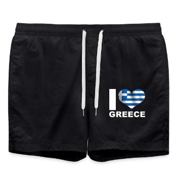 J’aime la Grèce drapeau du cœur Grèce - Short de bain - noir - Devant - AI Model Male 185 light (185cm)