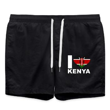 J’adore le drapeau du cœur du Kenya - Short de bain - noir - Devant - AI Model Male 185 light (185cm)