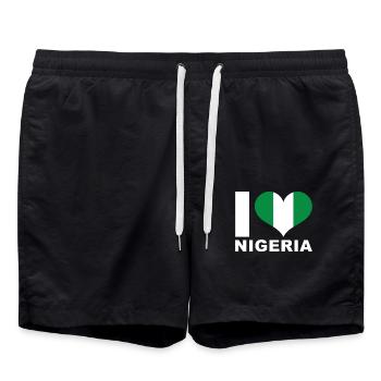 J’aime le drapeau du cœur du Nigeria - Short de bain - noir - Devant - AI Model Male 185 light (185cm)