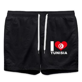 J’aime tunisie drapeau du cœur Tunisie - Short de bain - noir - Devant - AI Model Male 185 light (185cm)