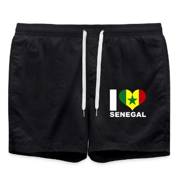 J’adore le drapeau du cœur du Sénégal Sénégal - Short de bain - noir - Devant - AI Model Male 185 light (185cm)