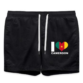 Ich liebe Kamerun Herz Flagge Kamerun - Badeshorts - Schwarz - Vorne - AI Model Male 185 light (185cm)
