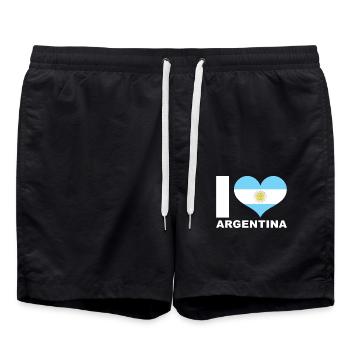 I love Argentina heart flag Argentina - Swim Trunks - black - Front - AI Model Male 185 light (185cm)