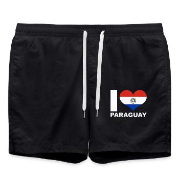 J’aime le drapeau du cœur du Paraguay Paraguay - Short de bain - noir - Devant - AI Model Male 185 light (185cm)