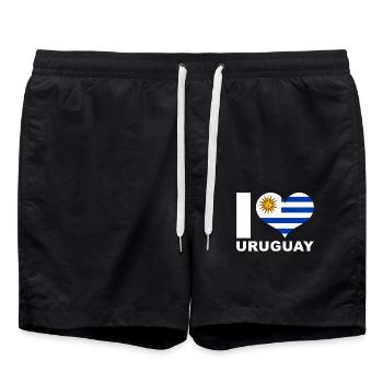 I love Uruguay heart flag Uruguay - Swim Trunks - black - Front - AI Model Male 185 light (185cm)