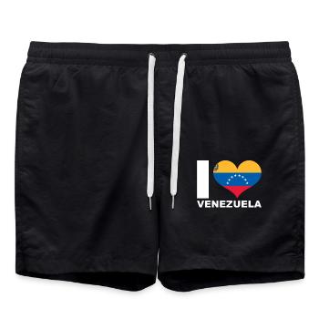 J’aime le drapeau du cœur du Venezuela - Short de bain - noir - Devant - AI Model Male 185 light (185cm)