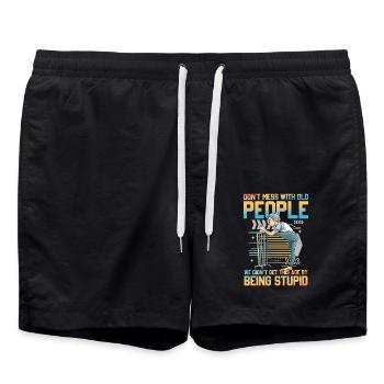 Old People We Didn't Get this Age By Being Stupid - Badeshorts - Schwarz - Vorne - AI Model Male 185 light (185cm)