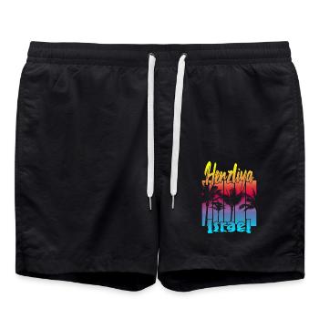 Herzliya Israel - Swim Trunks - black - Front - AI Model Male 185 light (185cm)