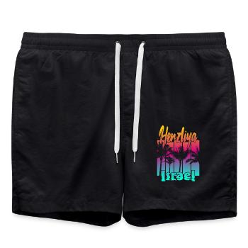 Herzliya Israel - Swim Trunks - black - Front - AI Model Male 185 light (185cm)