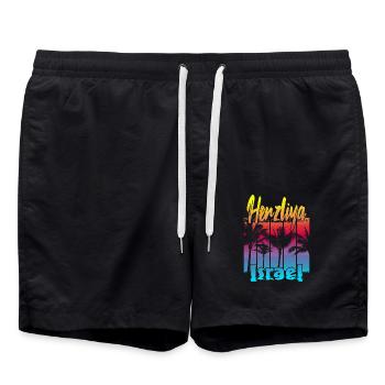 Herzliya Israel - Swim Trunks - black - Front - AI Model Male 185 light (185cm)