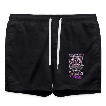Girl show you how to drive a Monster truck - Badeshorts - Schwarz - Vorne - AI Model Male 185 light (185cm)