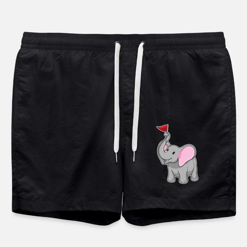 Elephant with flag - Swim Trunks - black