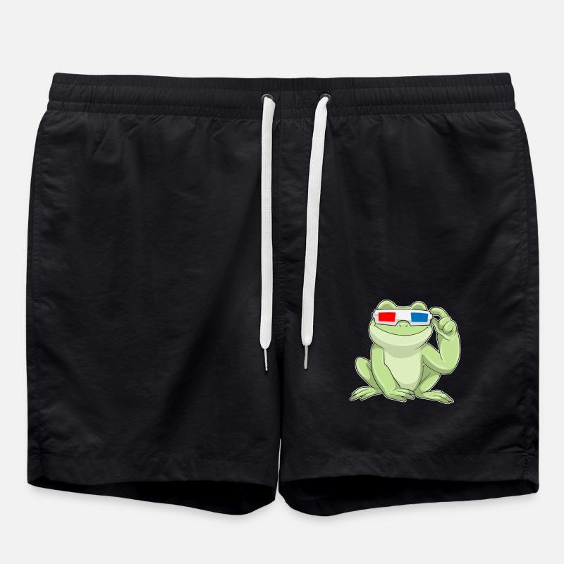 Frosch mit Brille - Badeshorts - Schwarz