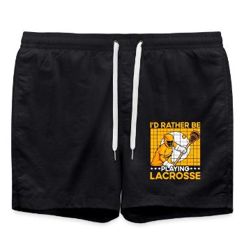 I'd rather be playing Lacrosse - Swim Trunks - black - Front - AI Model Male 185 light (185cm)
