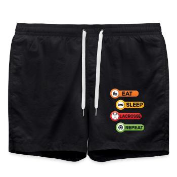 Eat Sleep Lacrosse Repeat - Swim Trunks - black - Front - AI Model Male 185 light (185cm)