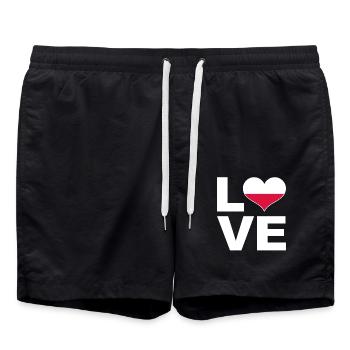 Ich liebe Polen Herz Flagge Polen - Badeshorts - Schwarz - Vorne - AI Model Male 185 light (185cm)