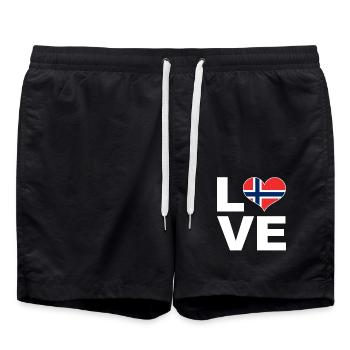 J’aime la Norvège drapeau du cœur Norvège - Short de bain - noir - Devant - AI Model Male 185 light (185cm)