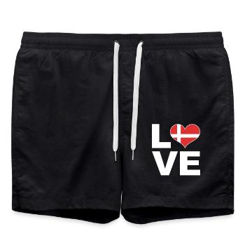 I love Denmark heart flag Denmark - Swim Trunks - black - Front - AI Model Male 185 light (185cm)