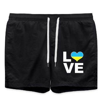 I love Ukraine heart flag Ukraine - Swim Trunks - black - Front - AI Model Male 185 light (185cm)