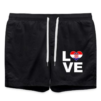 J’aime croatie drapeau de cœur Croatie - Short de bain - noir - Devant - AI Model Male 185 light (185cm)