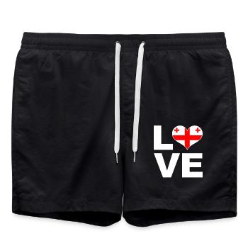 J’aime le drapeau du cœur de la Géorgie - Short de bain - noir - Devant - AI Model Male 185 light (185cm)