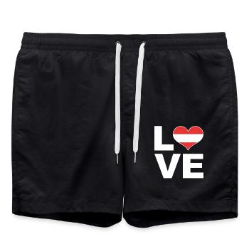 I love Austria Heart Flag Austria - Swim Trunks - black - Front - AI Model Male 185 light (185cm)