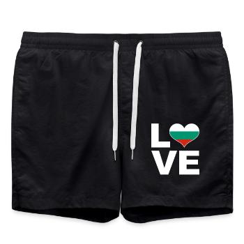 J’aime la Bulgarie drapeau du cœur Bulgarie - Short de bain - noir - Devant - AI Model Male 185 light (185cm)