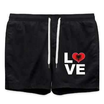 J’aime l’Albanie drapeau du cœur Albanie - Short de bain - noir - Devant - AI Model Male 185 light (185cm)