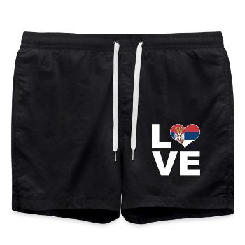 J’aime la Serbie drapeau du cœur Serbie - Short de bain - noir - Devant - AI Model Male 185 light (185cm)